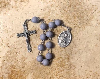 St. Thomas Aquinas Gray Glass Rosary