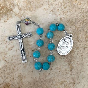 St. Monica Turquoise Stone Rosary Tenner