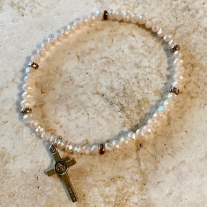 Light Peach Crystal Rosary Bracelet