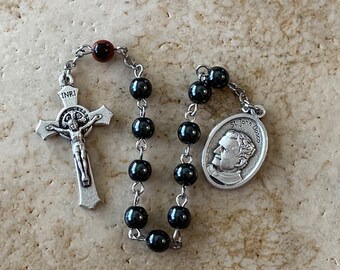 St. John (Don) Bosco Gray Hematite Rosary Tenner