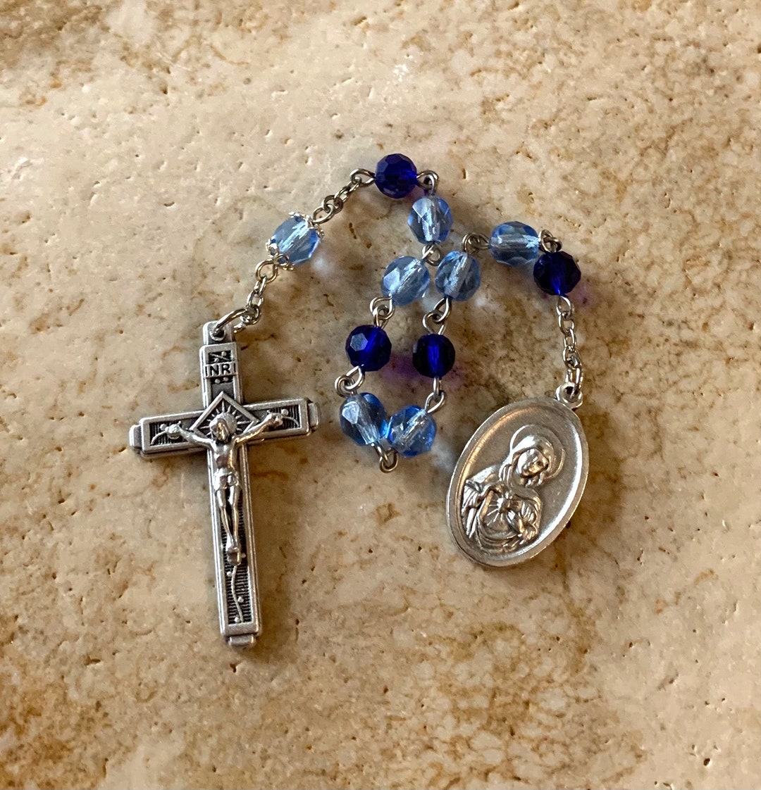 Sacred Heart of Mary Crystal in Blues Rosary Tenner - Etsy