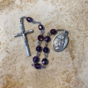 St. Veronica Purple Crystal Rosary Tenner