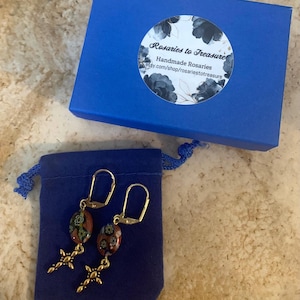 Goldstone Cross Earrings