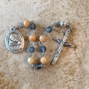 St. Junipero Serra Peach and Gray Rosary Tenner