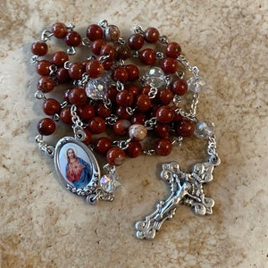 Sacred Heart of Jesus Red Stone Catholic Rosary