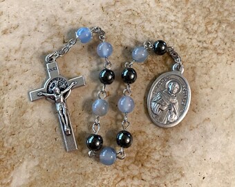 St. Thomas Aquinas Blue and Gray Stone Rosary
