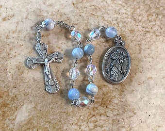 Our Lady Untier of Knots Blue Stone  Rosary Tenner