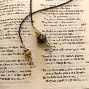 Green and Gold Beaded Crystal and Glass Bookmark