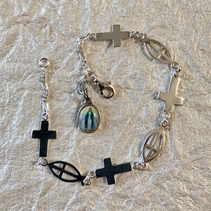 Christian Sterling Silver Rosary Bracelet