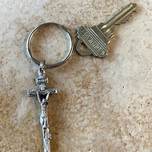 Bent Cross Crucifix Keychain