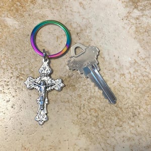 Crucifix Rainbow Keychain