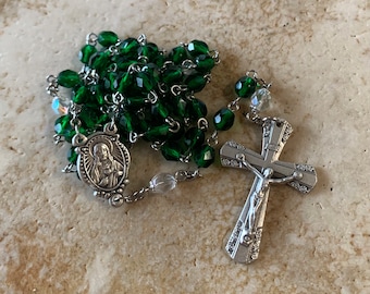 May/Emerald Green Crystal Birthstone Rosary