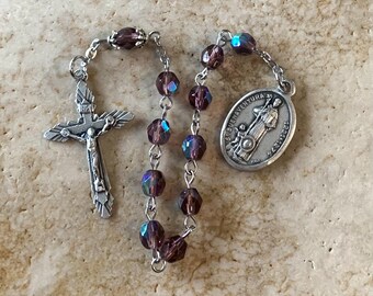 St. Buenaventura Purple Crystal Rosary Tenner