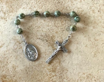 Chaplet of St. Jude in Green Stone