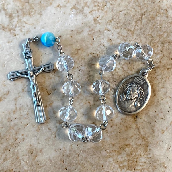 The Holy Face of Jesus Crystal Rosary Tenner