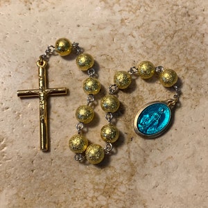 Our Lady of Grace Blue and Gold Rosary Tenner