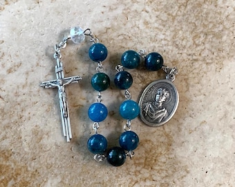 St. Genesius Blue Stone Rosary Tenner