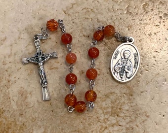 St. Martin of Tours (Martin de Porres) (Caballero) Orange Rosary Tenner