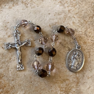 St. Raymond Nonnatus Pink and Bronze Rosary Tenner