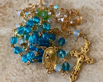 Custom Family Birthstone Rosary (Examples Shown) Silver-Tone OR Gold-Tone
