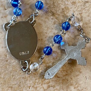 First Communion Blue Crackle Glass Rosary - Etsy