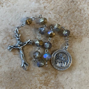 St. Catherine of Sweden Gold Iridescent Glass Rosary Tenner