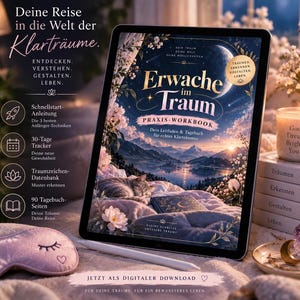 Klartraum Tagebuch & Workbook | Lucid Dreaming Guide | Digitales Traumtagebuch für GoodNotes | Printable I Habit Tracker | Aesthetic Design
