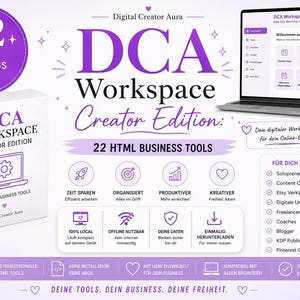 DCA Workspace Creator Edition | 22 HTML-bedrijfstools | Offline bedrijfsdashboard | Productiviteitstoolkit | Direct downloaden