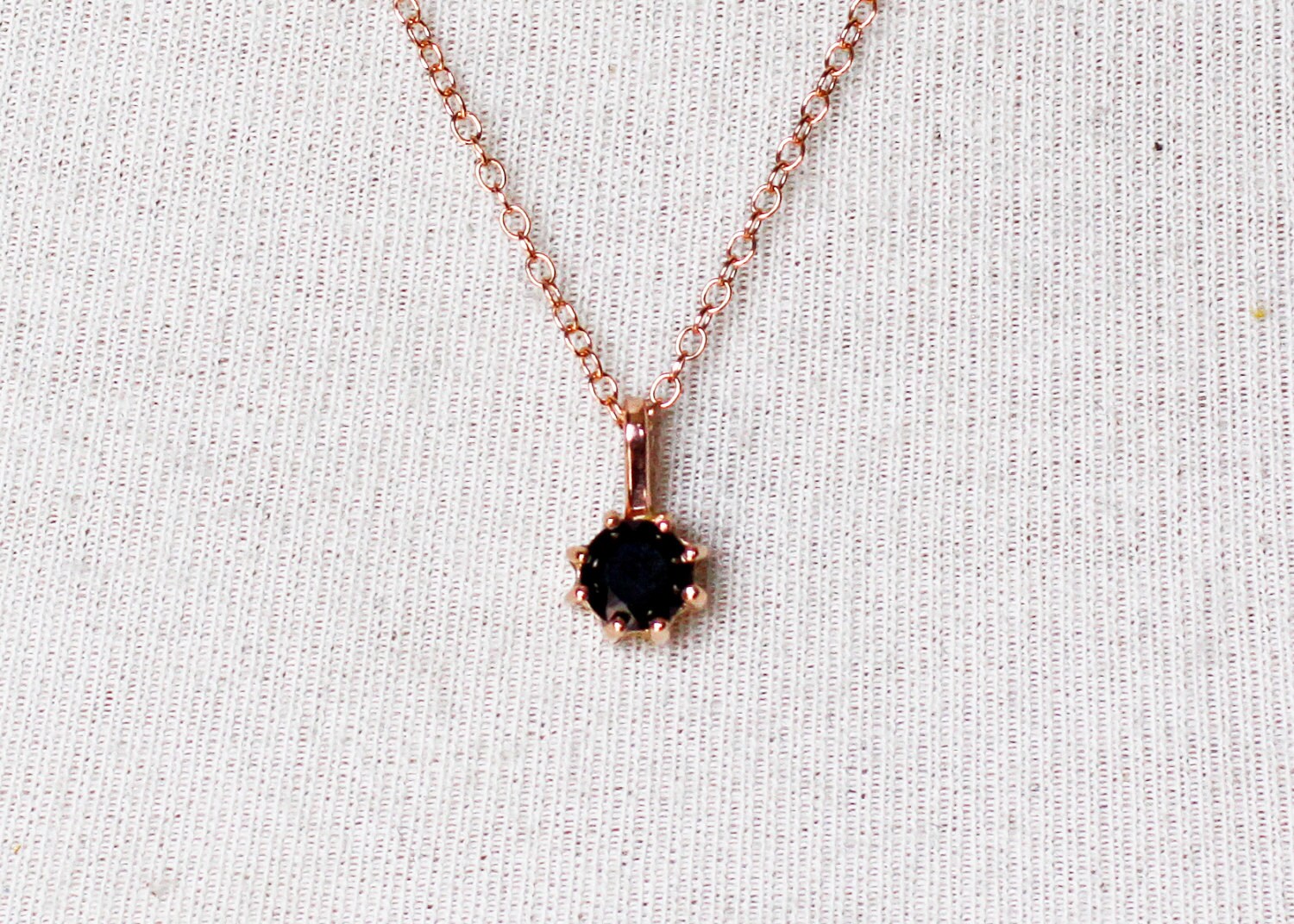Small Black Onyx Necklace in 14k Rose 