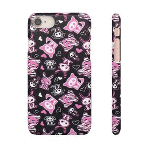 Pink Kawaii Skull Pattern Snap Case | Cute Goth Phone Case