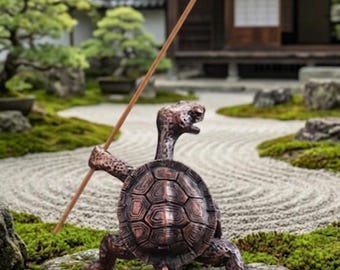 Porta incienso miniatura de tortuga de bronce - Quemador de incienso con forma de animalito de estilo vintage para escritorio, dormitorio y decoración de meditación.