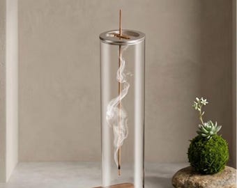 Quemador de incienso de vidrio moderno, soporte para incienso que evita la caída de cenizas, atrapa incienso invertido con vidrio extraíble, regalo de decoración minimalista para el hogar.