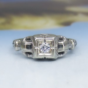 Art Deco Old European Diamond .10ct Ring 14k c. 1930, Vintage Engagement Ring, Antique Engagement Ring, Deco Jewelry