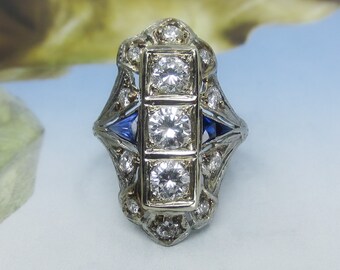 Antique Ring, Art Deco Diamond Dinner Ring Platinum c. 1940, Vintage Ring, Art Deco Ring, Art Deco Engagement Ring, Antique Engagment