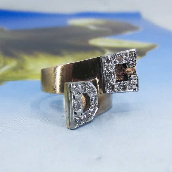 Vintage Ring, Mid-Century Diamond "DC" Initials R… - image 6