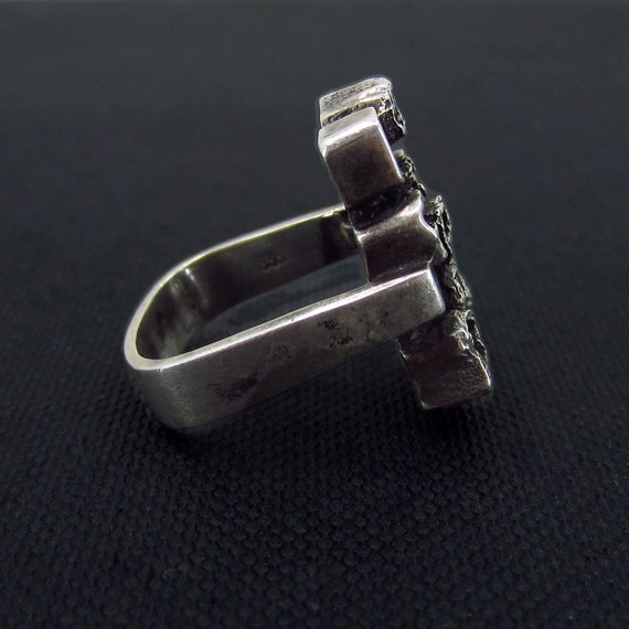 MidCentury Brutalist Squares Ring 835 Silver, c. … - image 5