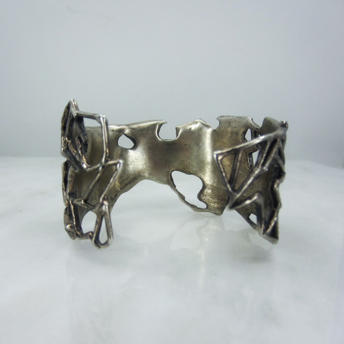 70's Modernist Necklace and Cuff Bracelet Set