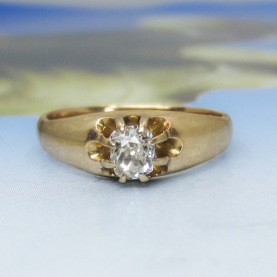 Victorian Old Mine Diamond Engagement Ring 14k c. 