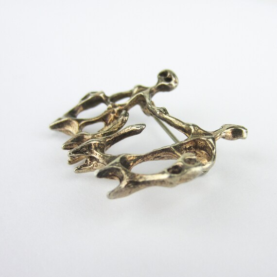 Vintage Brooch, Brutalist Figural Brooch Gilt Ste… - image 3