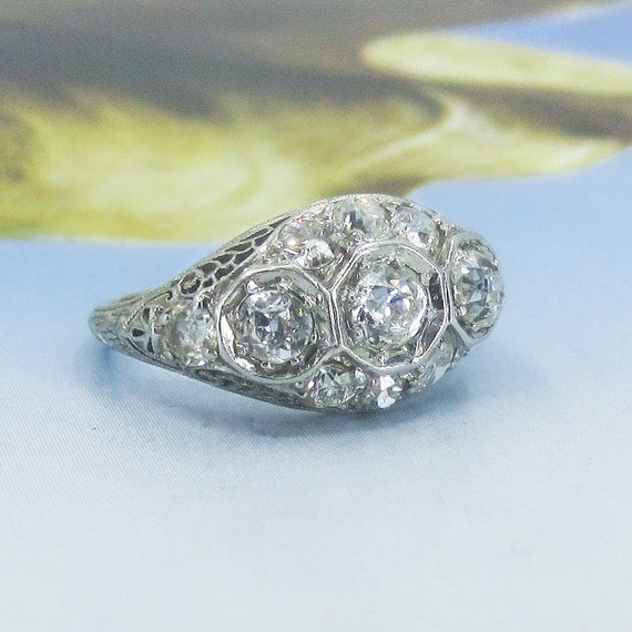 Antique Engagement Ring, Art Deco Old Mine Diamon… - image 6