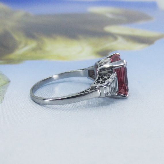 Vintage Ring, Pink Tourmaline and Baguette Diamon… - image 5