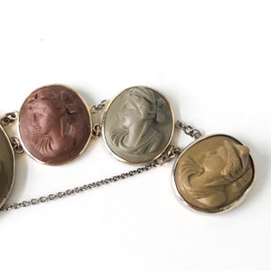 Antique Bracelet, Victorian Lava Cameo Bracelet Gilt Silver c. 1860, Vintage Bracelet, Victorian Bracelet, Grand Tour Jewelry image 5