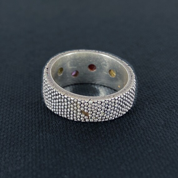 Vintage Ring, Post Modern Multi-Stone Granulated … - image 4