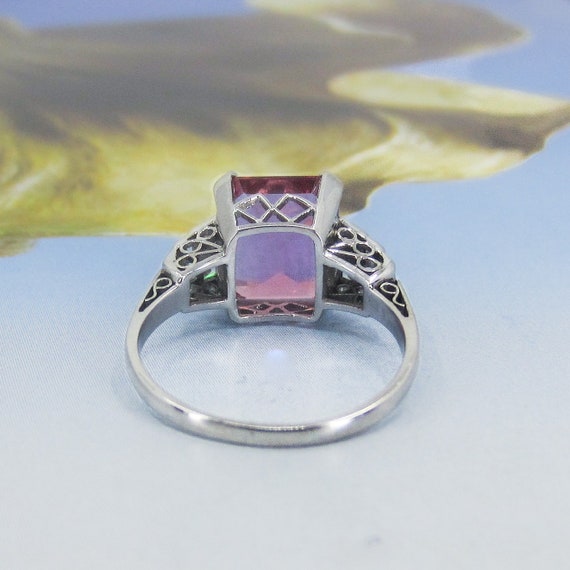 Vintage Ring, Pink Tourmaline and Baguette Diamon… - image 4