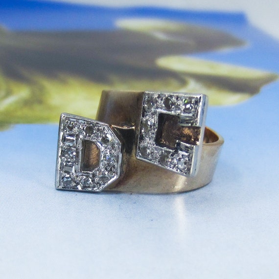 Vintage Ring, Mid-Century Diamond "DC" Initials R… - image 2