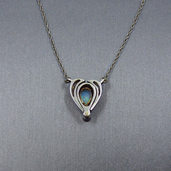 Vintage Necklace, MidCentury Opal and Diamond Con… - image 5