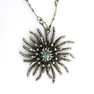 Vintage Necklace, Brutalist Jade Pendant Necklace Pewter, Pal Kapenyes c. 1960, Brutalist Necklace, Brutalist Jewelry, Modernist Necklace