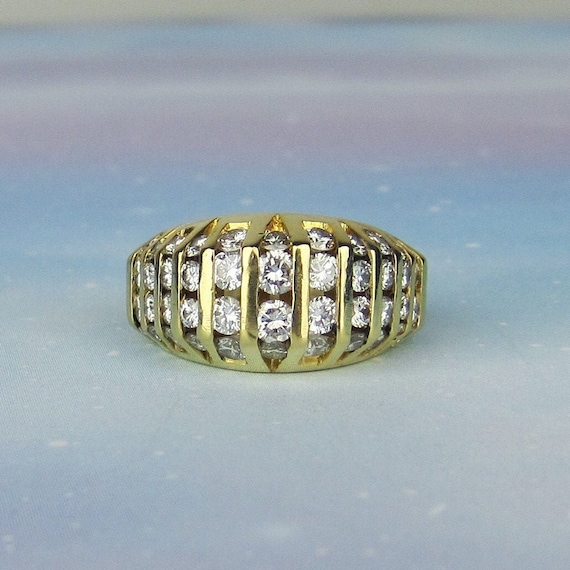 Vintage Ring, Chunky Channel Set Diamond Ring 18k