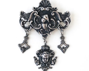 Vintage Brooch, Huge Antique Elements Brooch Sterling c. 1890, Antique Brooch, Victorian Brooch, Edwardian Brooch, Art Nouveau Brooch