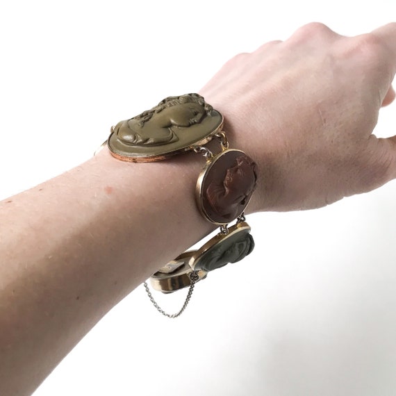 Antique Bracelet, Victorian Lava Cameo Bracelet G… - image 7